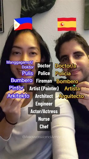 ⚙️ Occupation/ Profession/ Job in 🇪🇸SPANISH and 🇵🇭 FILIPINO (PART 1) ⠀⠀⠀⠀⠀⠀⠀⠀⠀⠀⠀⠀ ⠀⠀⠀⠀⠀⠀⠀⠀⠀⠀⠀⠀ ⠀⠀⠀⠀⠀⠀⠀⠀⠀⠀⠀⠀ #couple #learnspanish #speakspanish #tagalog #filipino #languagelearning | Asawaski and Amorski