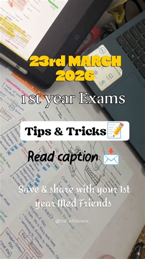 Med_Random⚕️ on Instagram: "📚 1st YEAR EXAM TIPS (23rd MARCH) 🩺 If your exams are approaching, read this once & save it 👇 1. ONE SUBJECT PER DAY. 2.DO PYQ's instead of starting new topics. 3. Analyse last 5–7 years question papers. Most questions are repeated. 👉 List them separately and revise only those. 4.Understand the CBDC paper pattern. Study according to marks distribution, not randomly. 5.DIAGRAMS score more than paragraphs. Even an average answer with a good diagram gets marks. 6.FLO