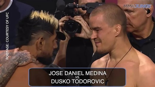 UFC Fight Night 259 full ceremonial weigh-in faceoffs: Diego Lopes vs. Jean Silva