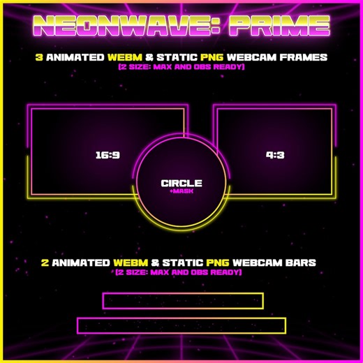 Animated Neon Webcam Overlay Pack | Synthwave Retro | 16-9 4-3 & Circle | 80s Camera Border - Etsy UK