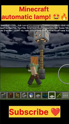 Automatic lamp in minecraft tutorial!🤩🔥 #minecraftvideo