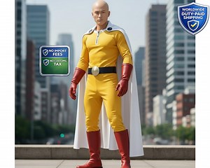 Saitama One Punch Man Cosplay Costume | Jumpsuit With Cape & Gloves - Etsy