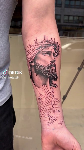 Bringing Faith to Life | Realistic Jesus Tattoo in Progress #tattooartist #jesustattoo #realistictattoo #blackandgreytattoo #tattooart #faithtattoo #tattooartistsoftiktok #tattoolife #inked #christianart #realismtattoo #tattooprocess #tattoosofinstagram #tattooinspiration #tattooed