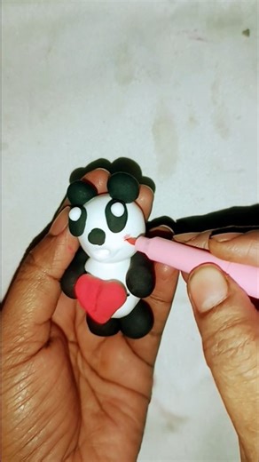 Cute panda made by clay/ handmade panda with love!! #yt #claypanda #clayart #shortsfeed #diy