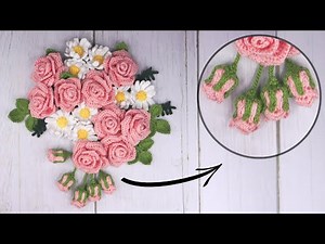 Crochet Rose Bud | Crochet Flower Arrangement Tutorial | Super Easy