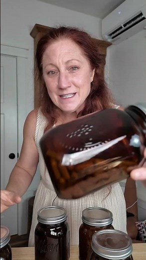 Amber glass mason jars for herbal apothecary lovers, cottage pantry organization, sourdough storage,