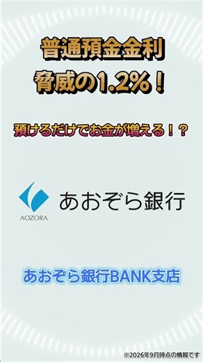 おトクな金利で資産を増やそう！【あおぞら銀行BANK支店】#shorts