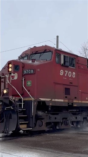 Here’s CPKC 2-421 rolling through Alliston Ontario with 9708 leading #train #cp #railway