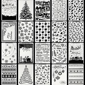 Leriton 20 Pcs Christmas Embossing Folders 3D Embossing Folders for Card Making, DIY Plastic Embossing Template Stencil Paper Card Embossing Machine Template for Card Scrapbook Photo Album DIY Craft