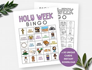Holy Week Bingo, Printable Lent Bingo Cards, Religious Easter Game, Sunday School Church Activity for Kids and Adults, Resurrection Bingo - Etsy