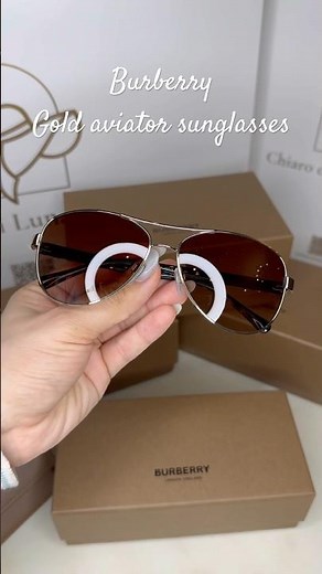BURBERRY - Women's Gold Aviator Sunglasses- SKU : BE3080-114513-59