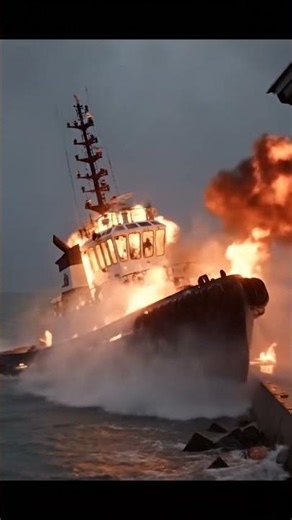 Tugboat EXPLODES in a massive fireball. #explosion