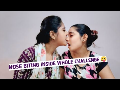 NOSE BITING CHALLENGE 🤧🥶😧 INSIDE WHOLE #challenge #biting #nishisistervloges