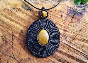 Tiger Oeil Micro Macrame Necklace - Etsy