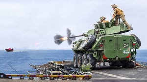 US LAV-25 Demolishing Targets from Ship Deck in Middle of the Sea