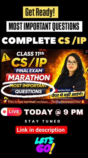 Class 11 CS/IP Final Exam LIVE Marathon 🔥 | Most Important Questions | Barkha Mam