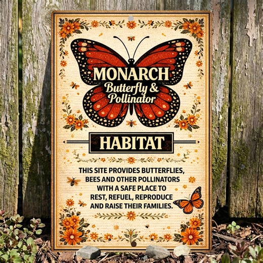 Monarch Butterfly Habitat Sign, 8x12 12x18 Outdoor Rated Aluminum Sign, Gift for Gardener - Etsy