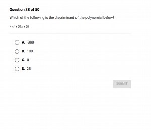 Which of the following is the discriminant of the polynomial be... | Filo