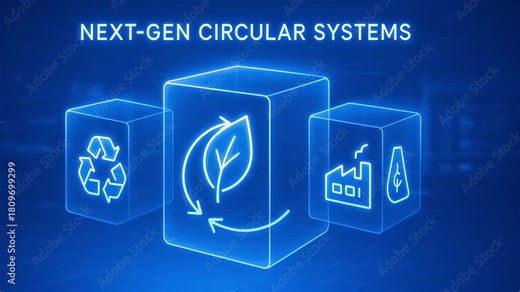 Next gen circular system circular leaf recycling factory waste reduction sustainable renewable material resource recovery closed loop design eco technology recycling sustainability green eco friendly
