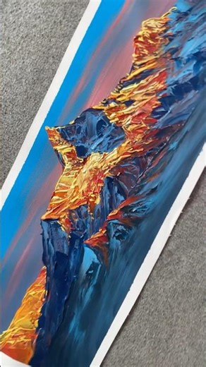 Point of the knife ! Awesome sunrise painting! Bob Ross style mountain painting #bobross #art