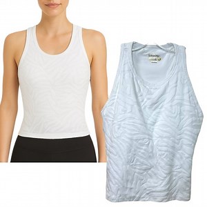 Lilly Pulitzer Luxletic - Women’s ‘Vanti’ Cropped Tank Top/Bra - White, Small