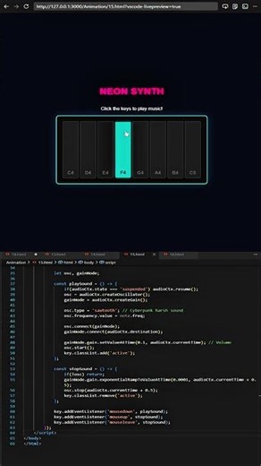 Piano 🎹 Animation using HTML CSS and JavaScript