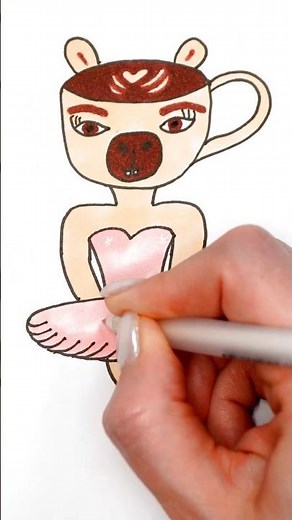 How to draw Capybara Ballerina Cappuccino vs Tung Tung Tung Sahur #shorts #drawing