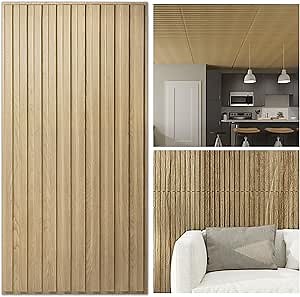 Art3d 12 Pack 2ft x 4ft Drop Ceiling Tiles in Walnut, Slat Design 3D Wall Panels for Interior Wall Decor 24in x 48in