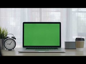 Green Screen | Chroma Key | laptop computer set on working space in cozy office | 4K | HD