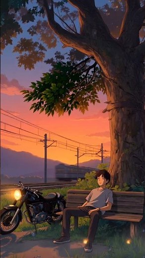 Peaceful Anime Sunset 🌅✨ | Calm Vibes with Train & Nature