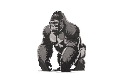 Gorilla Machine Embroidery Design, Realistic Wildlife Primate File, Powerful Jungle Animal Stitch Pattern, Instant Download - Etsy