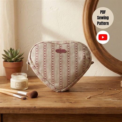 Boxy Bag Sewing Pattern: Heart Tote Bag , Video Tutorial, Bag Sewing Pattern Pdf, Zipper Pouch, Sewing Patterns for Beginners - Etsy