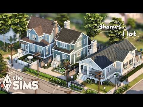 I built 3 houses on one lot in The Sims 4 | Speed Build ASMR (no CC)