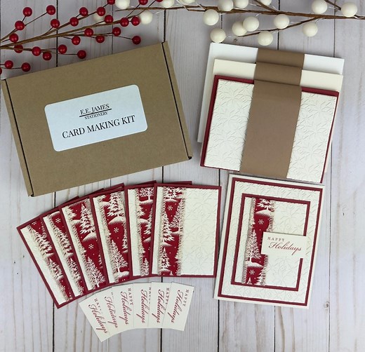 Happy Holidays Card Making Kit for Adults to Make Your Own Cards: Easy Christmas Craft Kit With Embossed Card Making Supplies for Beginners - Etsy