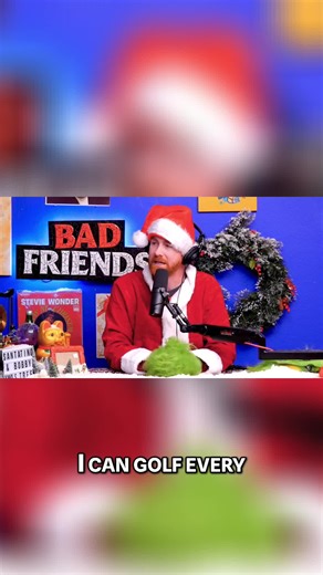 Golf every day? Closer to Mom! Making each other happy on Bad Friends. This mistletoe moment = awkward. #BadFriends #PodcastLife #Comedy #Mistletoe #AwkwardMoments