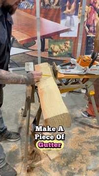 Hand‑Cut Wood Gutter with a Chainsaw – Old School Roof Drainage #chainsawdaveusa #gutterall #diy