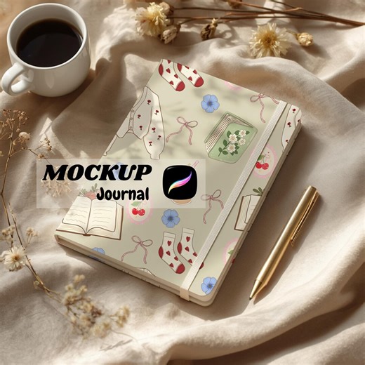 Hardcover Journal Mockup for Procreate, Book Mockup, Notebook Mockup, Aesthetic Journal Template, Digital Mockup for Etsy Sellers - Etsy