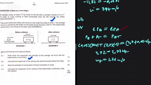 Grade 12 Physical Sciences Final Exam Question on Momentum & Impulse