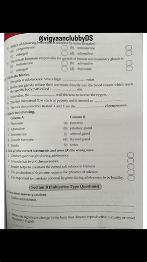 #worksheet #ch-Reaching the age of adolescence #class8 #science #learning #educational