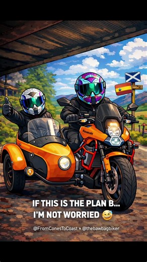 Plan A: Pass Mod 2. Plan B: Sidecar to Spain 🇪🇸😅 Either way, the journey’s happening. From lessons ➝ tests ➝ miles ➝ memories. @FromConesToCoast × @thebawbagbiker Scotland ➡️ Spain 2026 🏍️ @TheBawbagBiker #ModLife #LearningCurve #OutMyComfortZone #TrustTheProcess #RoadToSpain