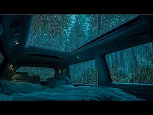 10 Hours⚡️ Relaxing Rainstorm on Camper Van in Forest