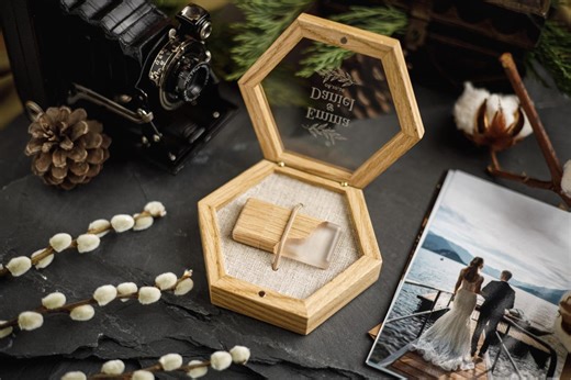 Engraved Oak Usb Box With Epoxy Resin Flash Drive, Wedding Memory Box - Etsy