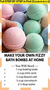 17K views · 144 reactions | Make Your Own Fizzy Bath Bombs at Home Looking for a colorful craft that turns bath time into playtime? These DIY Bath Bombs are fizzy, fun, and easy to make with simple ingredients. Kids will love watching them bubble and swirl while soaking in a splash of color and scent. | Kira Recipes | Facebook