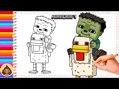 How to Draw Baby Zombie and Chicken (chicken jockey) | from Minecraft movie