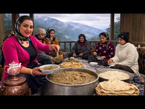 Rural Life in Northern Iran | Cooking Eggplant Halim, Firewood Bread & Life with Livestock 🍲🍞🐑