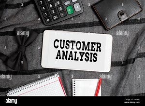 Conceptual caption Customer Analysis. Business showcase systematic examination of a company s is customer information Smartphone Voice And Video Calls Stock Photo - Alamy