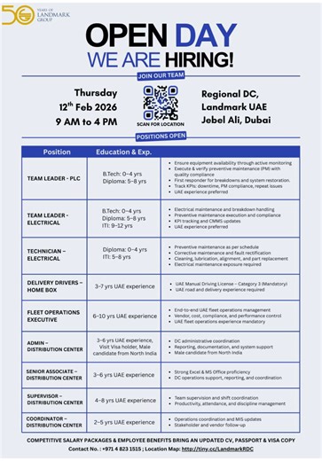 Walk-in interview in Landmark Group #deepakrajgirinpl #uae #nepali #information #job Location: Regional Distribution Center (DC), Landmark UAE, Jebel Ali, Dubai Date: Thursday, 12th February 2026 Time: 9:00 AM to 4:00 PM
