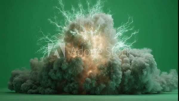 Electrifying arc flash animation bursting on green background capturing dramatic energy release and realistic plasma effects for industrial risk and emergency training media.