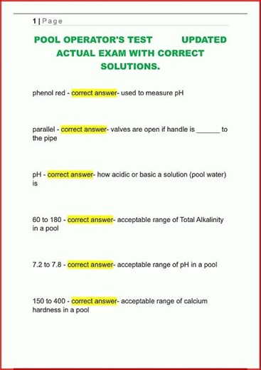 Pool Operators Test Updated Actual Exam With Correct Solutio video