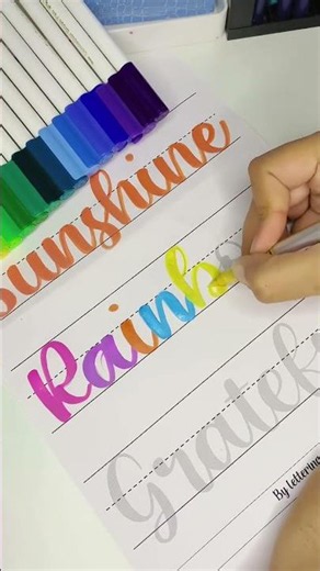 Rainbow calligraphy idea, calligraphy tutorial for beginners 💗 #calligraphy #handwriting #art #love